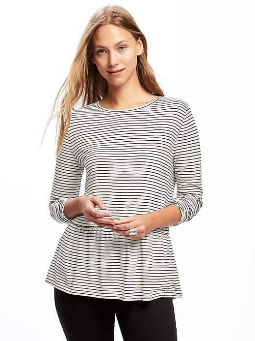 Old Navy Relaxed Peplum Hem Top For Women - White Stripe