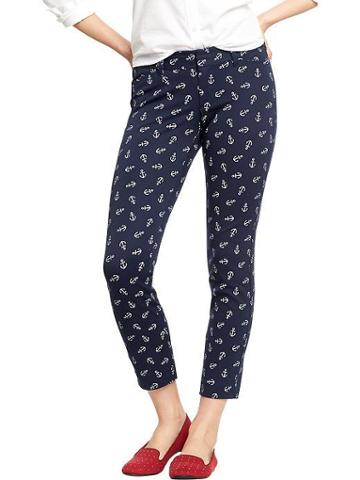 Old Navy Old Navy Womens The Pixie Skinny Ankle Pants - Anchor Print Bottom