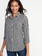Old Navy Womens Relaxed Printed Classic Shirt For Women Black/white Gingham Size Xs