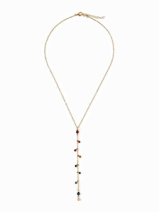 Old Navy Multi Crystal Y Chain Necklace For Women - Multi Color