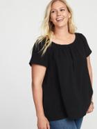 Old Navy Womens Plus-size Smocked-neck Top Black Size 4x