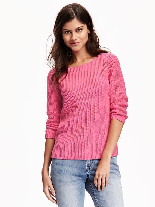 Old Navy Hi Lo Textured Sweater For Women - Pink A Boo