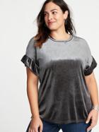 Old Navy Womens Plus-size Ruffle-sleeve Velvet Top Coal Smoke Size 2x