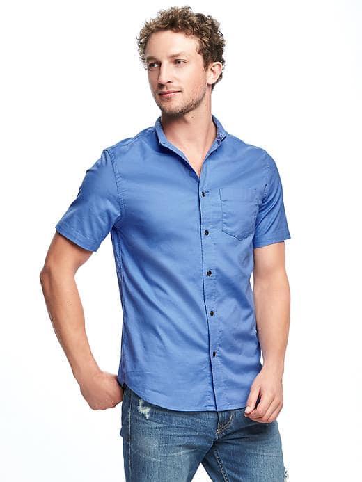 Old Navy Built In Flex Slim Fit Oxford Shirt For Men - Blueberry Smoothie