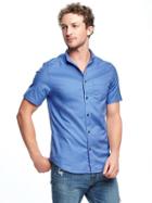 Old Navy Built In Flex Slim Fit Oxford Shirt For Men - Blueberry Smoothie