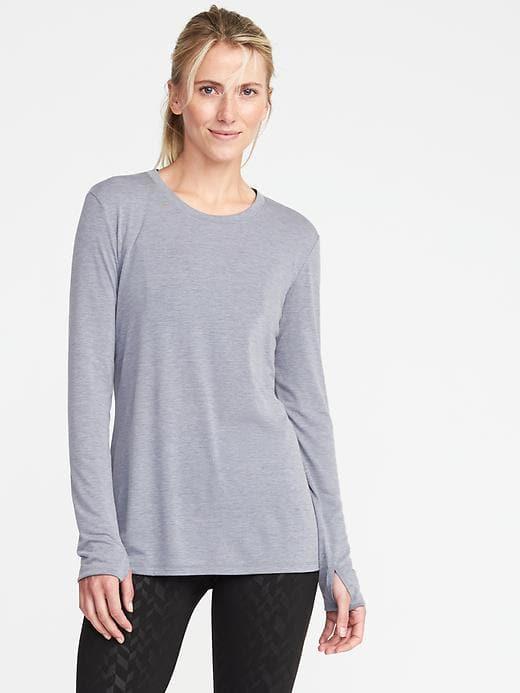 Old Navy Go Dry Ultra Light Top For Women - Light Heather Gray