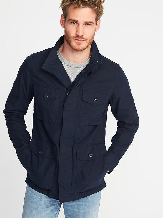 Old Navy Mens Nylon-blend Military Jacket For Men Navy Blue Size M