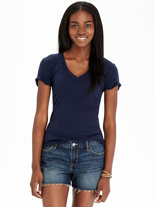 Old Navy Womens Fitted V Neck Tees Size L Tall - In The Navy