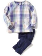 Old Navy Plaid Tunic And Legging Set - Blue Plaid