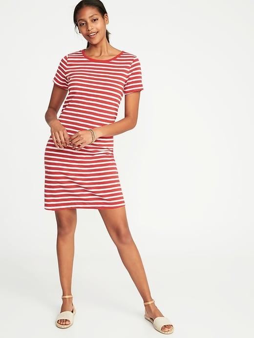 Old Navy Womens Slub-knit Tee Dress For Women Red Stripe Size Xxl