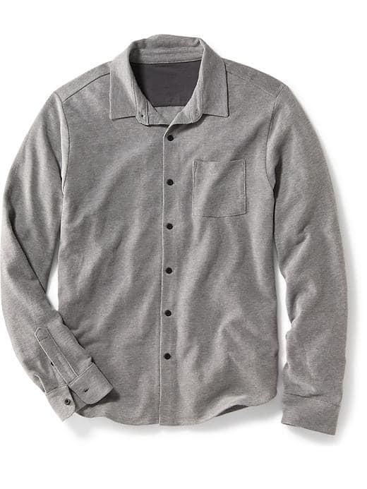 Old Navy Long Sleeve Button Front Polo - Grey