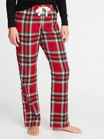 Old Navy Womens Patterned Flannel Sleep Pants For Women White/red Plaid Size Xs
