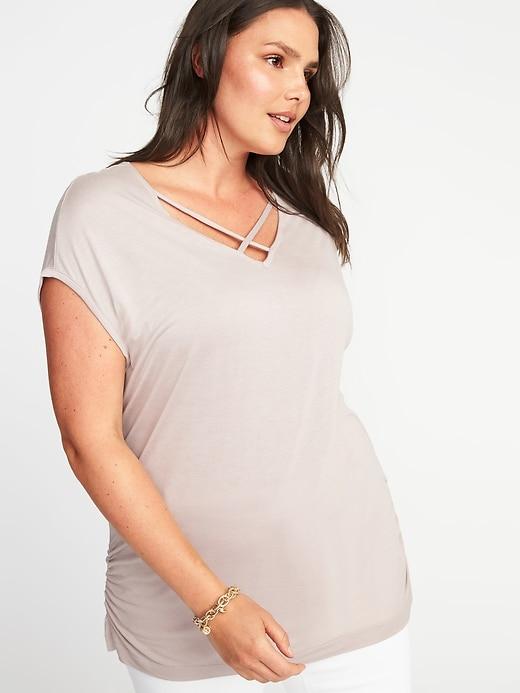 Old Navy Womens Plus-size Cross-strap Inverted V-neck Top Icelandic Mineral Size 4x