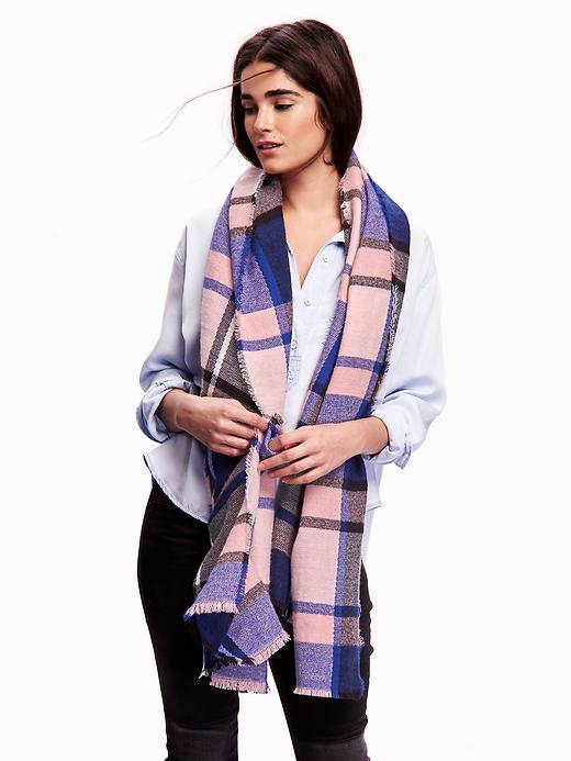 Old Navy Brushed Flannel Scarf - Big Pink Plaid
