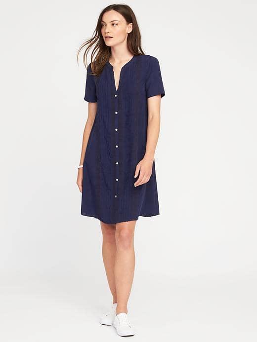 Old Navy Pintuck Lace Trim Swing Dress For Women - Lost At Sea Navy