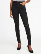 Old Navy Womens Mid-rise Distressed Rockstar Jeans For Women Black Size 10