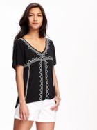 Old Navy Relaxed Embellished Tee For Women - Black