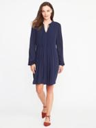 Old Navy Pintucked Crepe Swing Dress For Women - Lost At Sea Navy