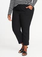 Old Navy Womens Mid-rise Plus-size Linen-blend Cropped Pants Black Size 2x