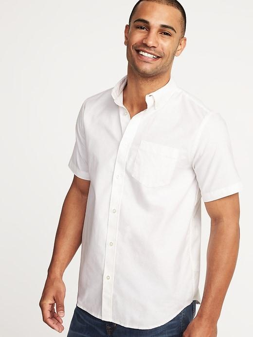 Old Navy Mens Regular-fit Clean-slate Oxford Shirt For Men Cream Size S