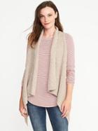 Old Navy Textured Drape Front Sweater Vest For Women - Oatmeal Heather
