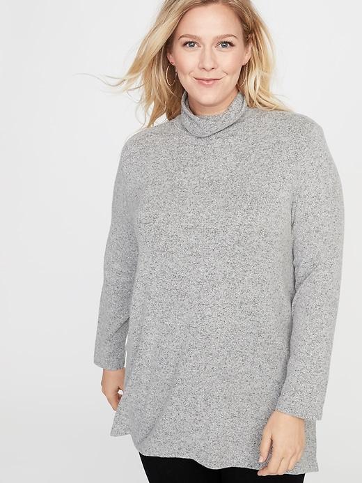 Relaxed Plus-size Plush-knit Turtleneck