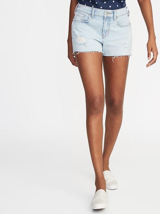 Distressed Boyfriend Denim Cutoffs For Women - 3-inch Inseam