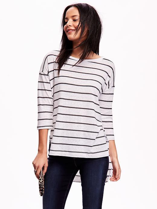 Old Navy Slub Knit Hi Lo Tee - White Stripe