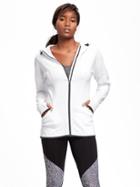 Old Navy Go Dry Tech Fleece Full Zip Hoodie For Women - Bright White