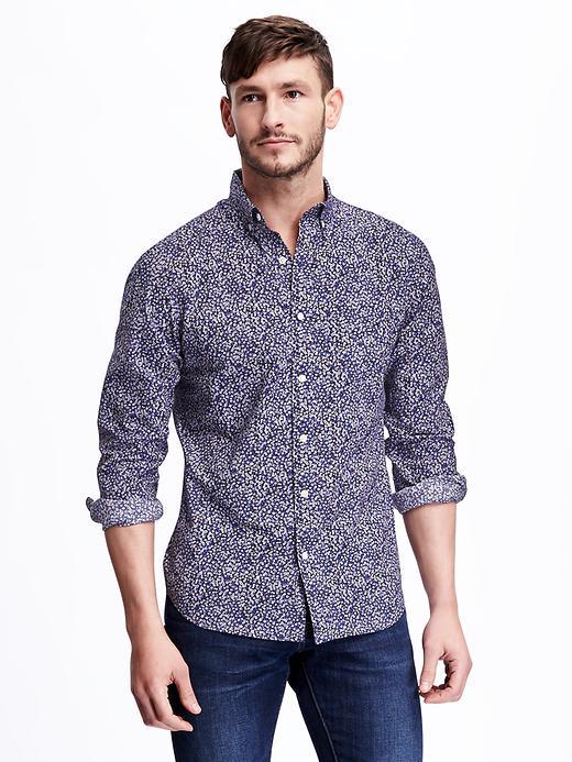 Old Navy Floral Print Slim Fit Shirt For Men - Bluesday