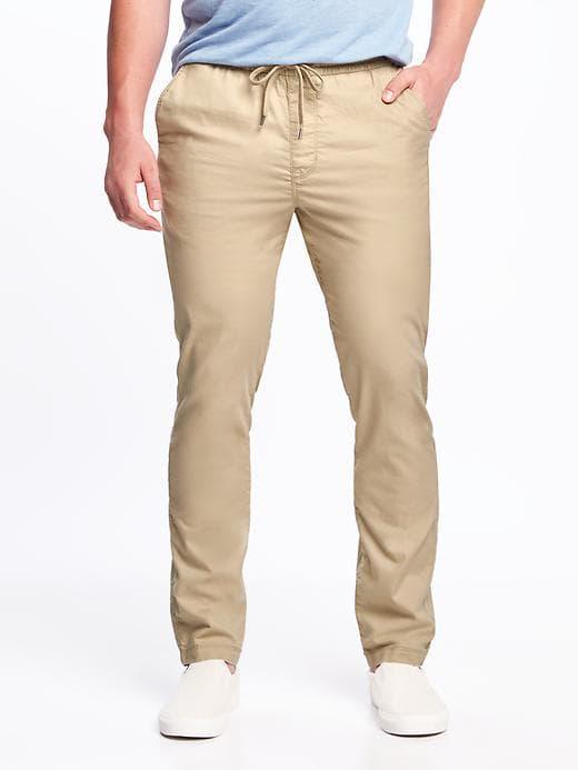 Old Navy Mens Slim Built-in Flex Drawstring Pants For Men Rolled Oats Size L