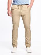 Old Navy Mens Slim Built-in Flex Drawstring Pants For Men Rolled Oats Size L
