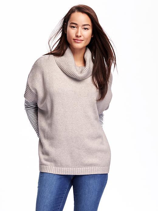 Old Navy Cowl Neck Poncho For Women - Taupe