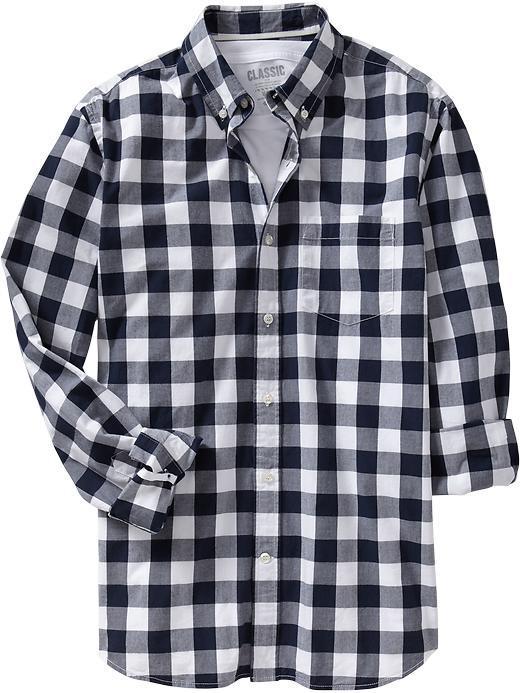 Old Navy Mens Everyday Classic Regular Fit Shirts - Navy Buffalo Check