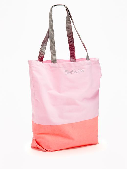 Old Navy Printed Canvas Tote - Pink Colorblock