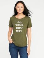 Old Navy Everywear Graphic Scoop Neck Tee For Women - Hunter Pines