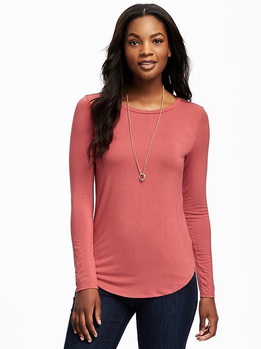Old Navy Crew Neck Layering Tee For Women - Fire Berry