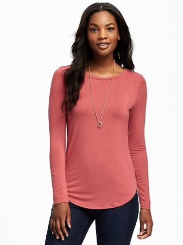 Old Navy Crew Neck Layering Tee For Women - Fire Berry
