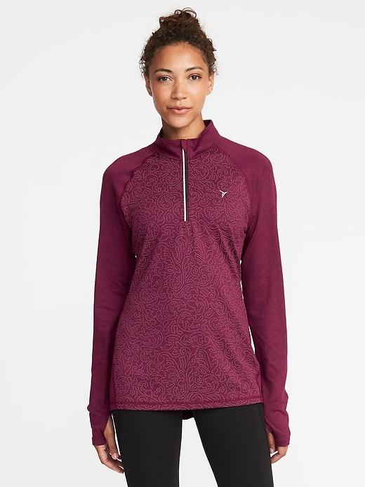 Old Navy Go Dry Reflective Trim 1/4 Zip Jacket For Women - Winter Wine