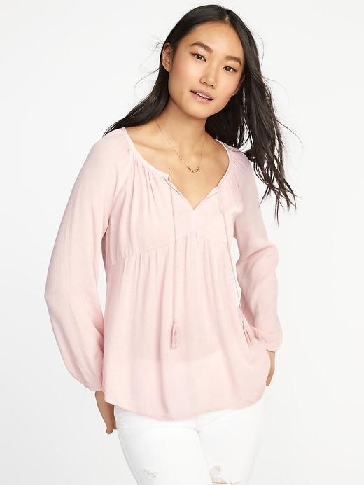 Old Navy Womens Crinkle-gauze Boho Swing Blouse For Women Rosey Posey Size Xs