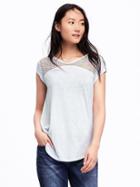Old Navy Relaxed Lace Yoke Tee For Women - Sky Way
