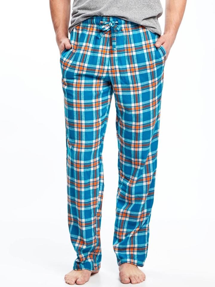 Old Navy Plaid Flannel Sleep Pants For Men - Blue/orange