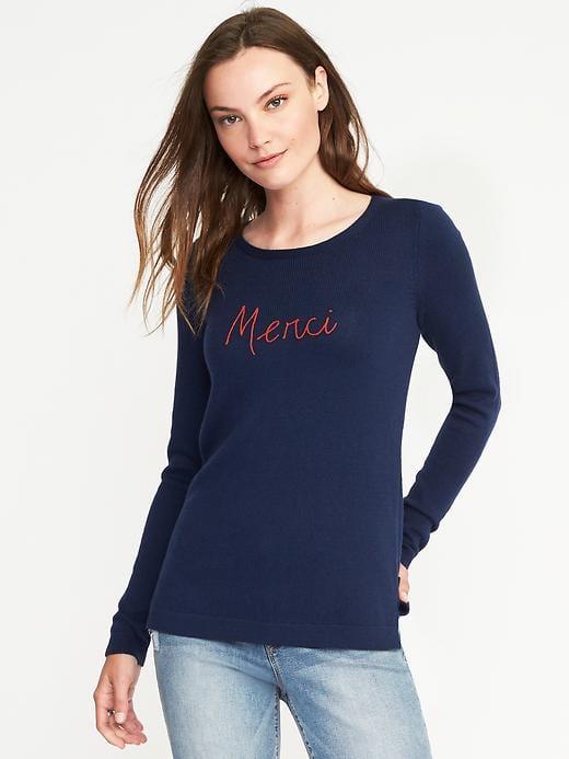 Old Navy Classic Graphic Crew Neck Sweater For Women - Merci