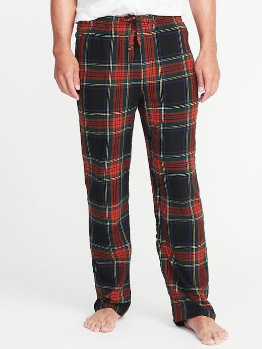 Old Navy Mens Patterned Flannel Sleep Pants For Men Black Plaid Size M