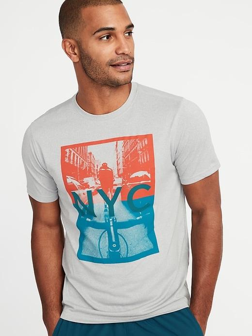 Old Navy Mens Go-dry Eco Graphic Performance Tee For Men Fog Wild Size Xs