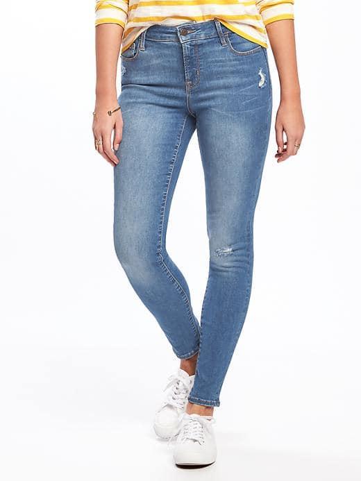 Old Navy Mid Rise Distressed Rockstar Jeans For Women - Tucson Blue