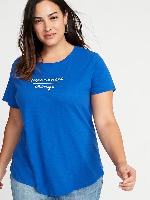 Old Navy Womens Everywear Plus-size Graphic Slub-knit Tee Experiences Over Things Size 1x