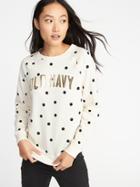 Old Navy Womens Relaxed Logo-graphic Vintage Sweatshirt For Women Polka Dot Size Xs