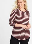 Old Navy Womens Relaxed Plus-size Plush-knit Tunic Burgundy Stripe Size 2x