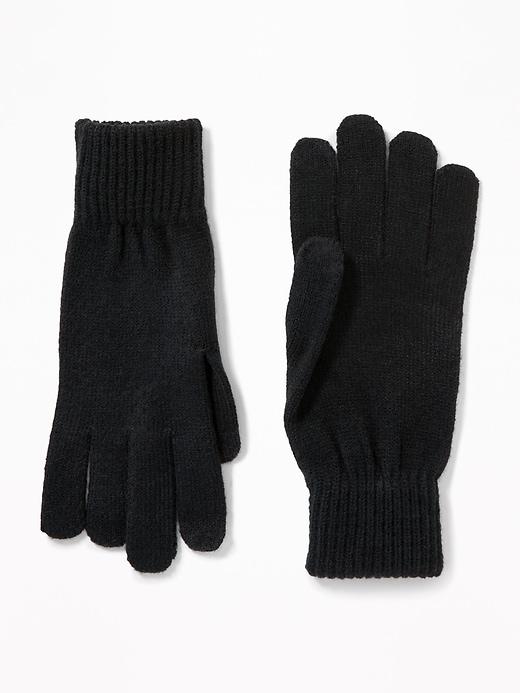 Old Navy Mens Text-friendly Sweater-knit Gloves For Men Blackjack Size S/m